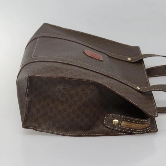 CELINE Macadam Canvas Tote Bag PVC Leather Brown Gold Auth - Picture 10 of 16